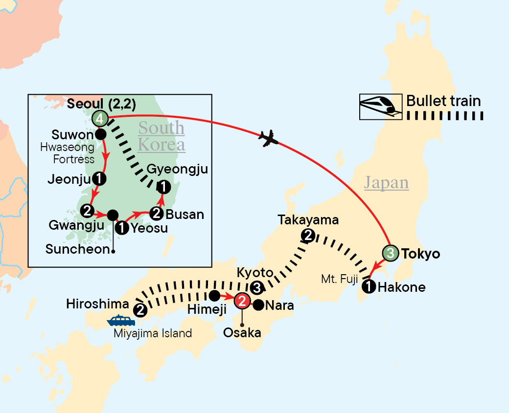 Map - Discover South Korea & Japan 2027/28
